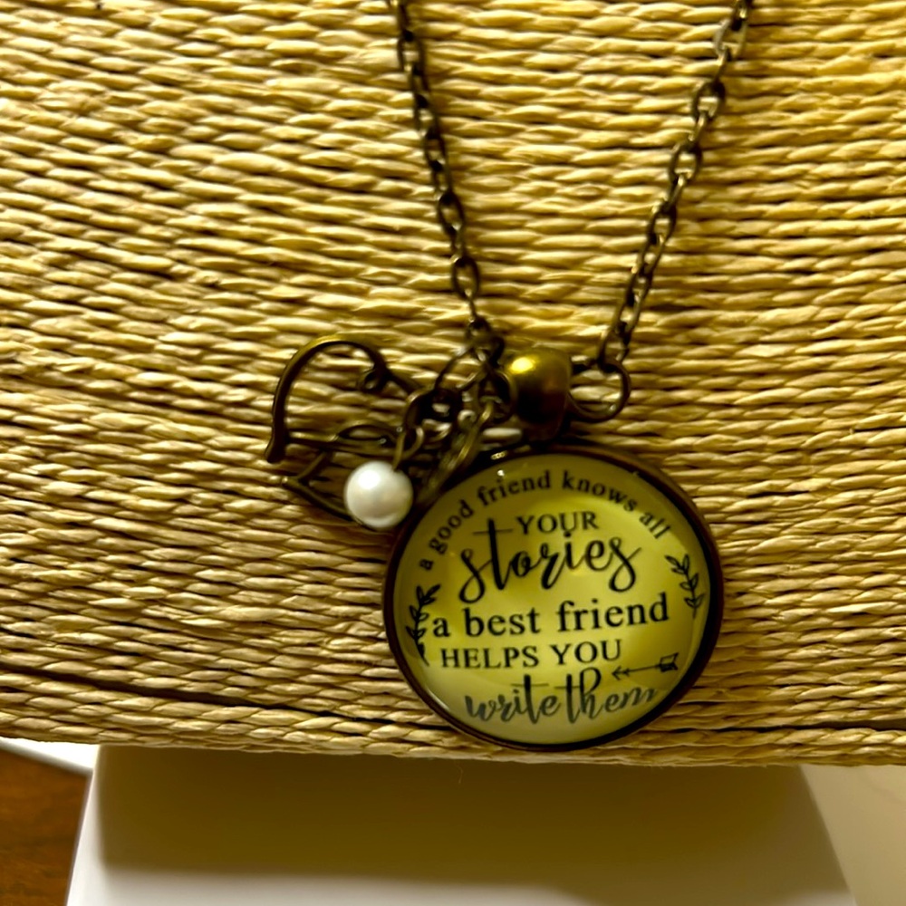 Gutsy Goodness friendship charm necklace brass tone cream boho - Picture 2 of 9